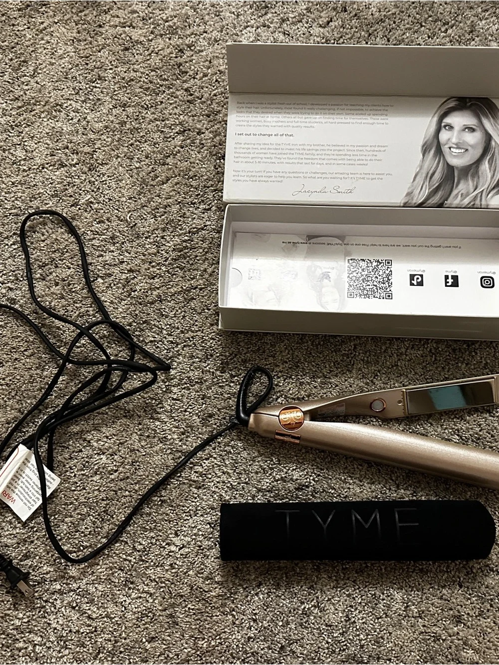 TYME Rose Gold Flat Iron with Black Protective Sleeve
